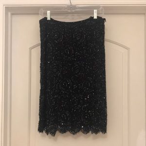 Badgley Mischka dark navy beaded and sequined skirt
